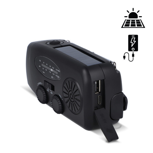 SafeSound Radio awaryjne zasilane energią słoneczną i korbką Czarny LT95607-N0002 (1)
