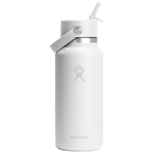 Hydro Flask Wide Mouth 946 ml – termoizolowana butelka na wodę ze stali nierdzewnej, z nakrętką ze słomką Czarny 10099290 (1)