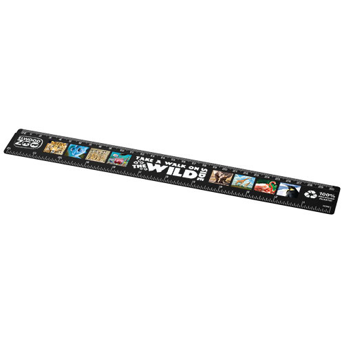 Refari linijka z tworzywa sztucznego pochodzącego z recyklingu o długości 30 cm Czarny 21046890 (1)