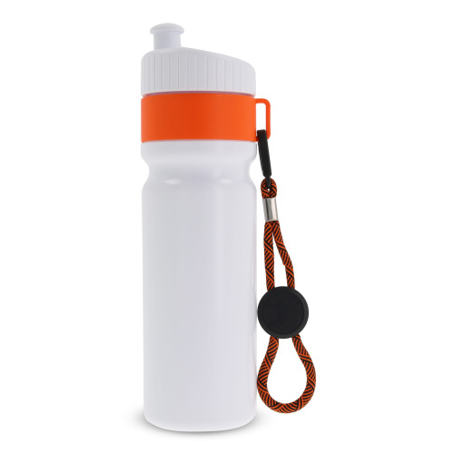 Bidon Sportowy Z Obwódka I Kolorowym Sznurkiem 750ml Biały / pomarańczowy LT98736-N0126 
