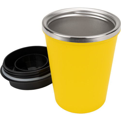 Kubek termiczny 350 ml z powłoką z recyklingu METODY żółty 8496208 (2)