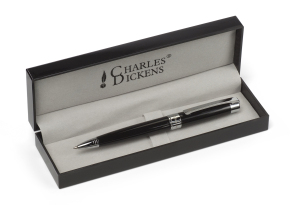 Długopis przekręcany Charles Dickens w pudełku czarny