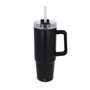 Kubek Miami z uchwytem i słomką 800ml Czarny