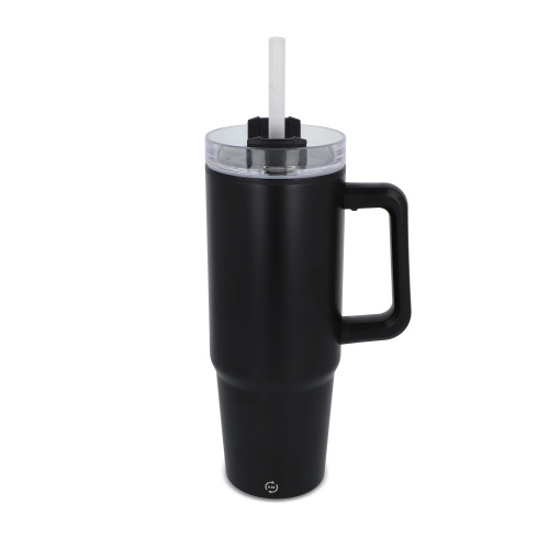 Kubek Miami z uchwytem i słomką 800ml Czarny LT57004-N0002 