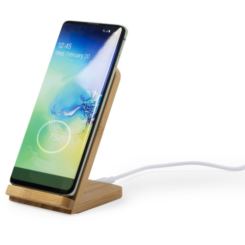 Bambusowa ładowarka bezprzewodowa 5W, stojak na telefon Brązowy V0359-16 