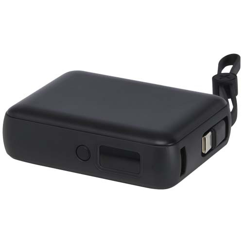 Acrux powerbank do tabletu o pojemności 10 000 mAh i mocy 35 W z wbudowanym kablem typu C - wykonany z tworzyw sztucznych pochodzących z recyklingu. Czarny 12445090 (4)