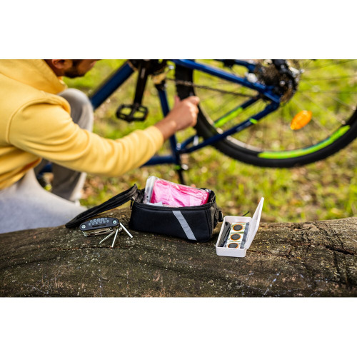 Torba rowerowa z wyposażeniem, zestaw naprawczy, apteczka, poncho | Fabio Czarny V6906-03 (1)