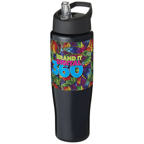 Bidon H2O Tempo® o pojemności 700 ml z wieczkiem z słomką Czarny 21004401 (1)