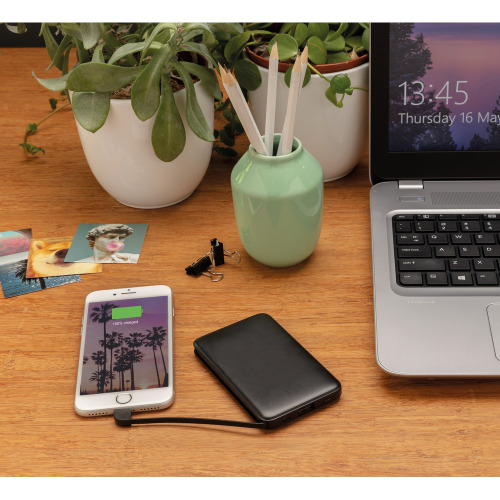 Power bank 5000 mAh, zintegrowany kabel 3 w 1 Czarny P322.081 (9)