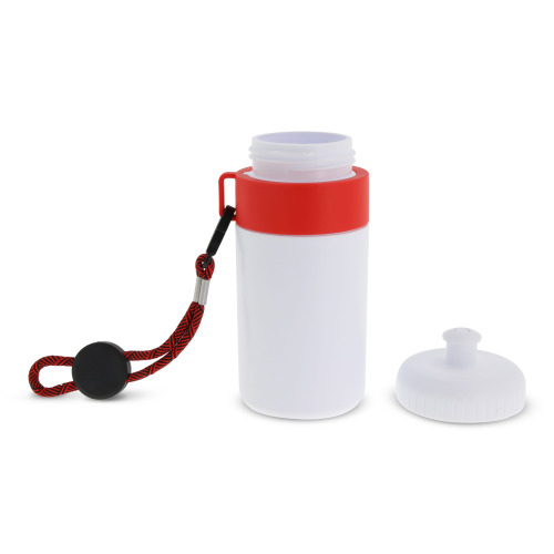 Bidon Sportowy Z Obwódka I Kolorowym Sznurkiem 500ml Biały / czerwony LT98785-N0121 (1)