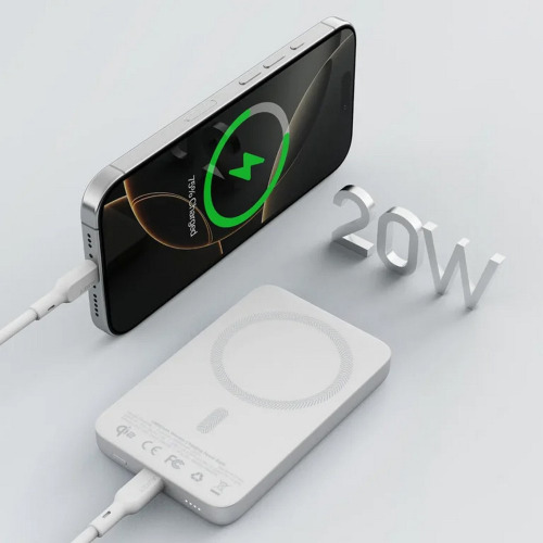 Magnetyczny, bezprzewodowy power bank 10000 mAh Aukey Srebrny VAM12-32 (1)