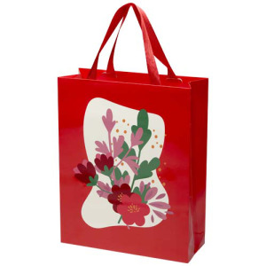 Torba papierowa Smartfold 210 g/m² z uchwytami ze wstążki i matowym laminowaniem – 31 x 12 x 39 cm Czerwony