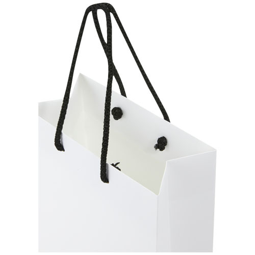 Ręcznie robiona torba z papieru integra z plastikowymi uchwytami – 18 x 9 x 23 cm Biały 1ZB00990 (4)