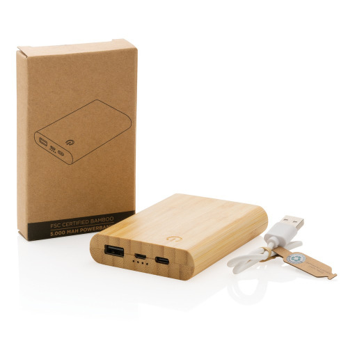 Bambusowy power bank 5000 mAh Brązowy P322.259 (8)