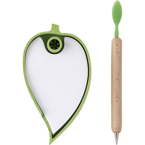 Zestaw do notatek "liść", długopis Zielony V2992-06 (2)