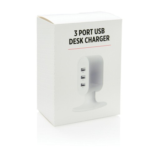 Ładowarka na biurko, 3 porty USB biały V3773-02 (5)