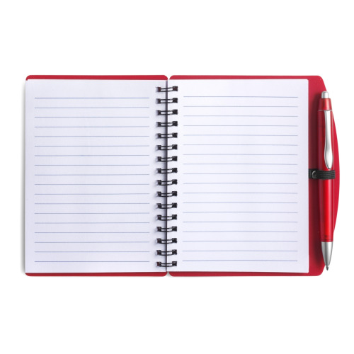 Notatnik A6 (kartki w linie)  z długopisem czerwony V2391-05 (1)