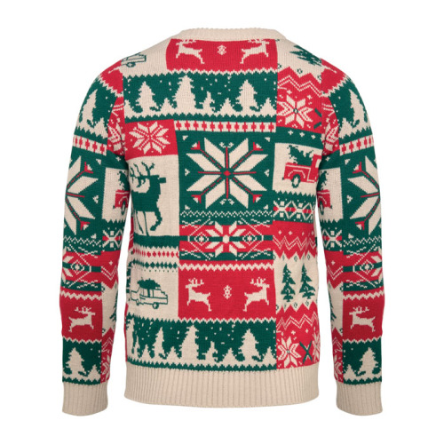Świąteczny sweter z dzianiny S-M Bezowy CX1601-13 (2)