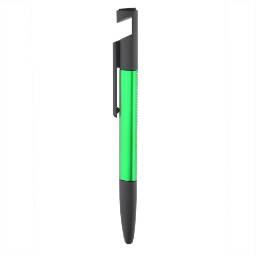 Długopis wielofunkcyjny, czyścik do ekranu, linijka, stojak na telefon, touch pen, śrubokręty zielony V1849-06 (1)