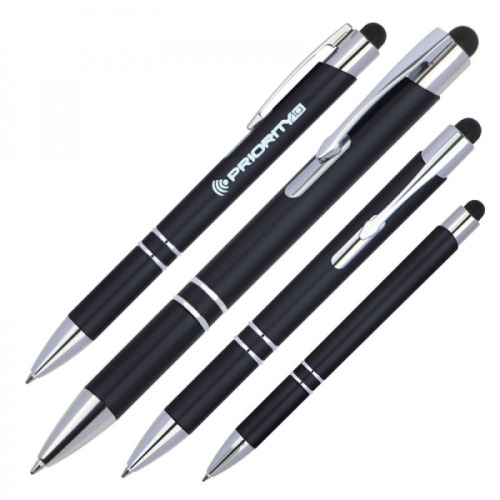 Długopis plastikowy touch pen z podświetlanym logo WORLD Czarny 089203 (1)