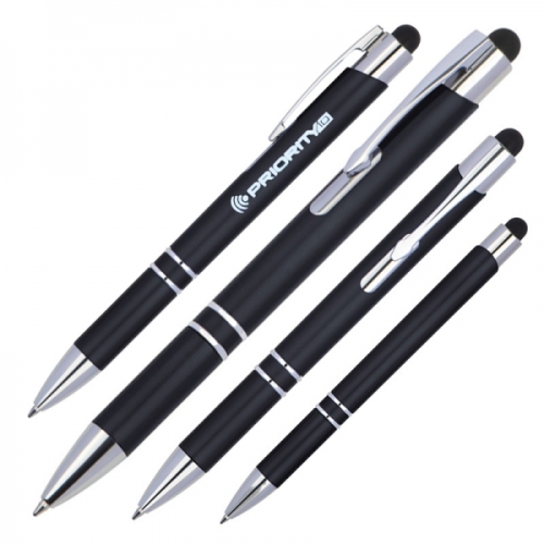 Długopis plastikowy touch pen z podświetlanym logo WORLD czarny 089203 (1)