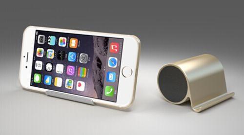 Metalowy głośnik Bluetooth ze stojakiem na telefon Czarny