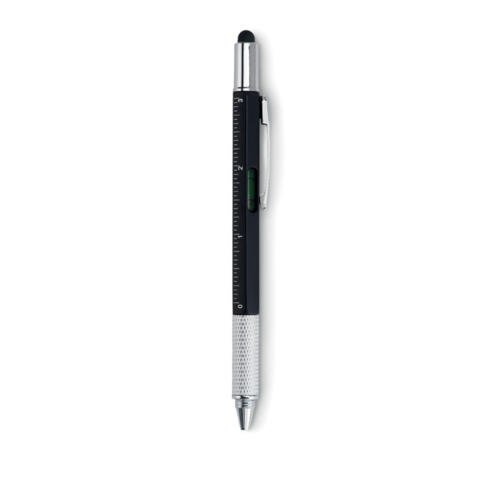Długopis poziomica z linijką czarny