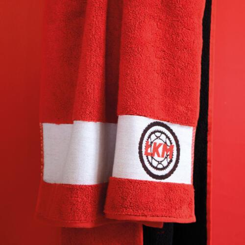 Ręcznik bawełniany z logo w bordiurze wielokolorowy BRN12 (1)