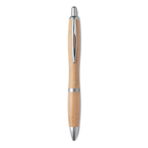 Długopis z bambusa srebrny mat