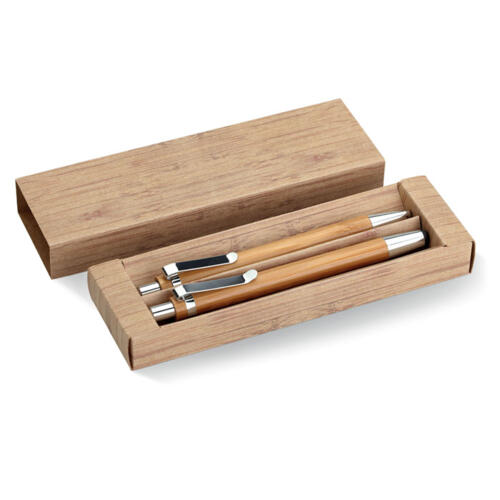 Bambusowy zestaw długopis  i o drewna MO8111-40 