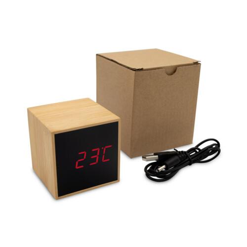 Bambusowy zegar na biurko z alarmem drewno V0193-17 (2)