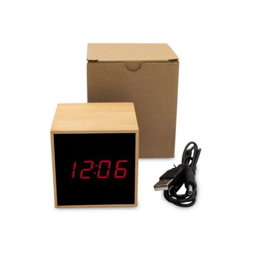 Bambusowy zegar na biurko z alarmem drewno V0193-17 (3)