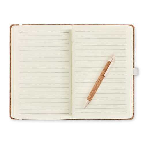 Notatnik A5, długopis z korka beżowy MO6202-13 (2)
