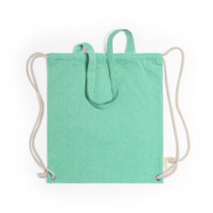Worek ze sznurkiem i torba na zakupy z bawełny z recyklingu, 2 w 1 zielony