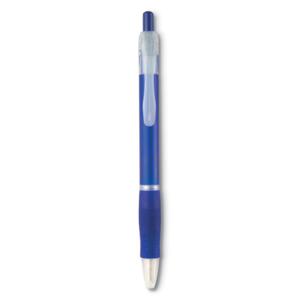 Długopis z gumowym uchwytem przezroczysty niebieski