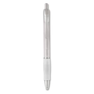 Długopis z gumowym uchwytem przezroczysty biały