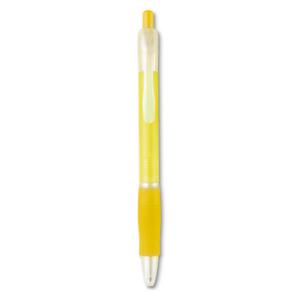 Długopis z gumowym uchwytem przezroczysty zółty
