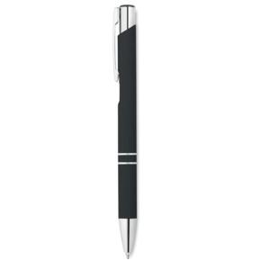 Długopis z gumowym wykończenie czarny