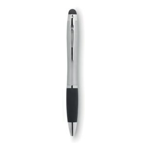 Długopis z lampką srebrny mat