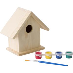 Domek dla ptaków, zestaw do malowania, farbki i pędzelek