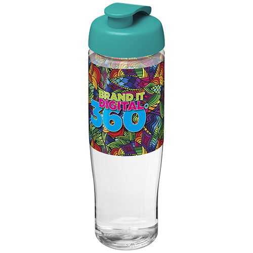 Bidon H2O Tempo® o pojemności 700 ml z wieczkiem zaciskowym Przezroczysty-Turkusowy niebieski 21004005 (1)