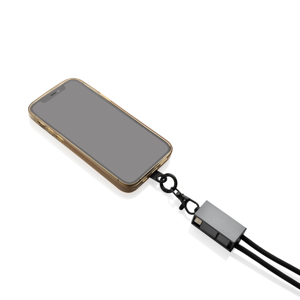 Kabel do ładowania 2 w 1, smycz na telefon Terra Szary P302.5402 (4)