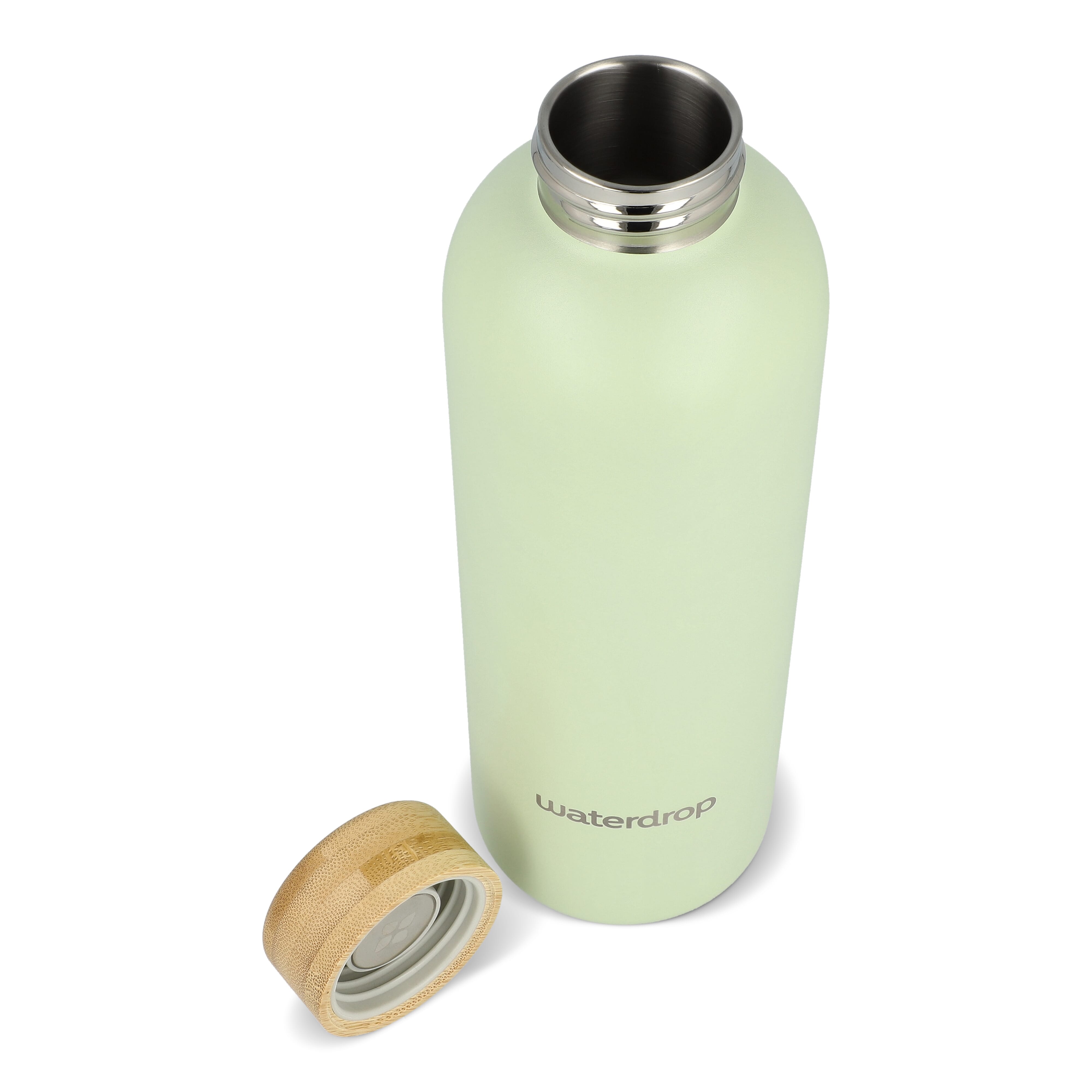 Butelka ze stali nierdzewnej Waterdrop z bambusową nakrętką 600 ml Ciemnobrązowy / zielony LT47002-N5031 (5)