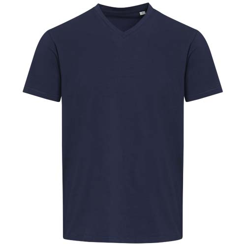 Balfour organiczna koszulka unisex z krótkim rękawem i dekoltem w serek, wykonana z materiału o gramaturze 200 g/m², z certyf Granatowy 3966555A (2)