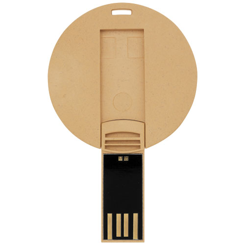 Okrągła pamięć USB z materiałów biodegradowalnych Kraftowy brąz 1Z48606H (3)