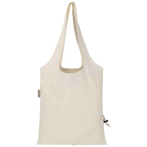 Madras Blend - torba na zakupy, wykonana z recyklingowanej baweły o gramaturze 140 g/m² posiadającej certyfikat GRS, składana Naturalny 12080506 (3)