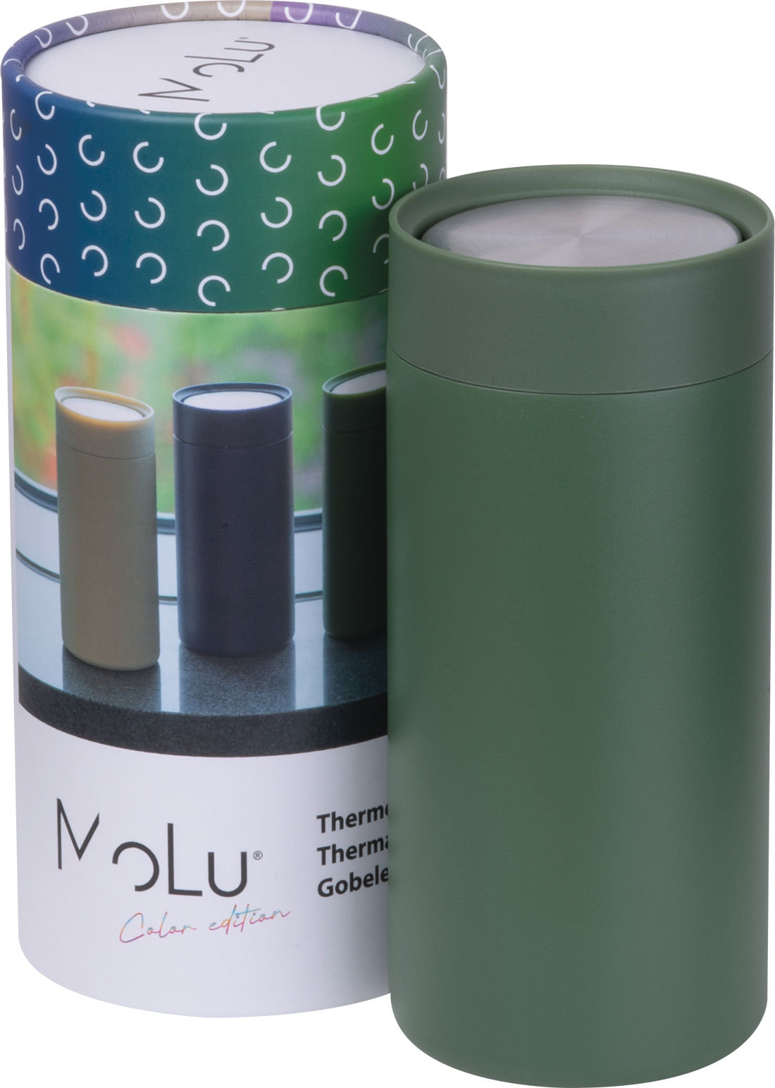 Kubek termiczny stalowy z recyklingu LE PORT MoLu 360 ml Oliwkowy 535319 