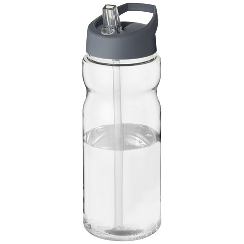 Bidon H2O Base® o pojemności 650 ml z wieczkiem z słomką Przezroczysty-Burzowy szary 21004926 