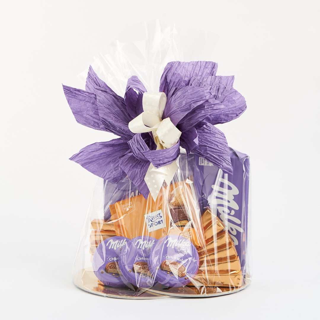 Kosz prezentowy - Milka, Delicadore, Ritter Sport Fioletowo-biały CU-KP005 