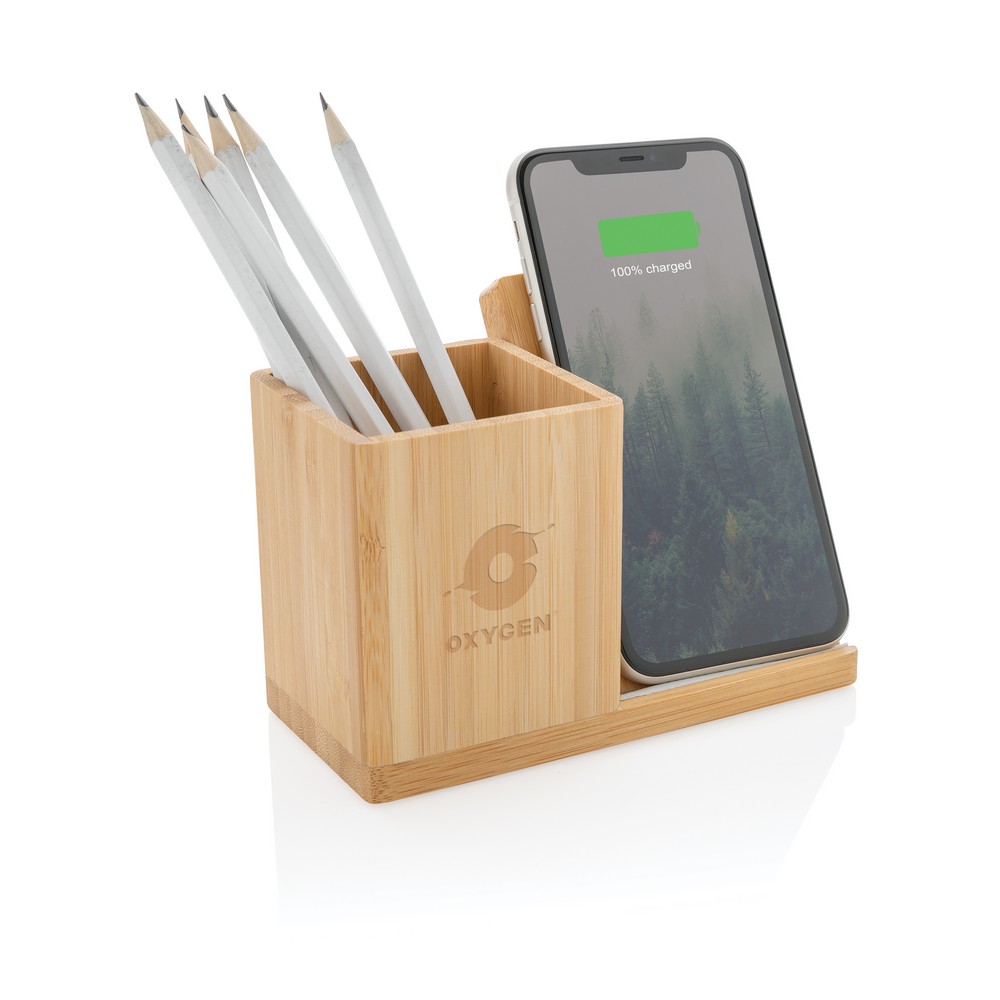 Ładowarka bezprzewodowa 5W, organizer na biurko Calgary Brązowy P308.479 (7)